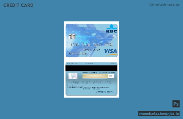 Beispielvorschau der KBC Bank Visa-Karte aus Belgien